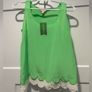 Lilly Pulitzer Carlina Top, green, women’s size XS, 100% silk, NWT